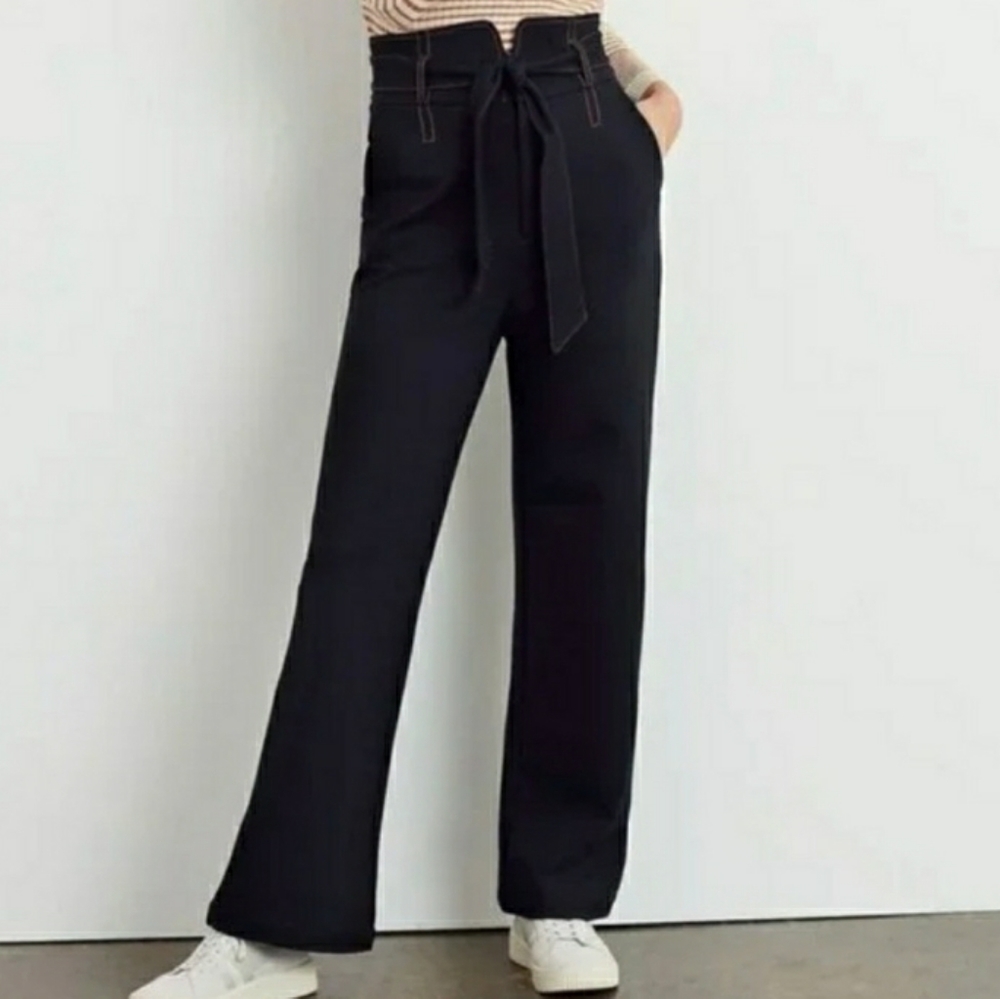 Maeve Anthropologie Irina High Waisted Bekted Wide Leg Ponte Pants #0979